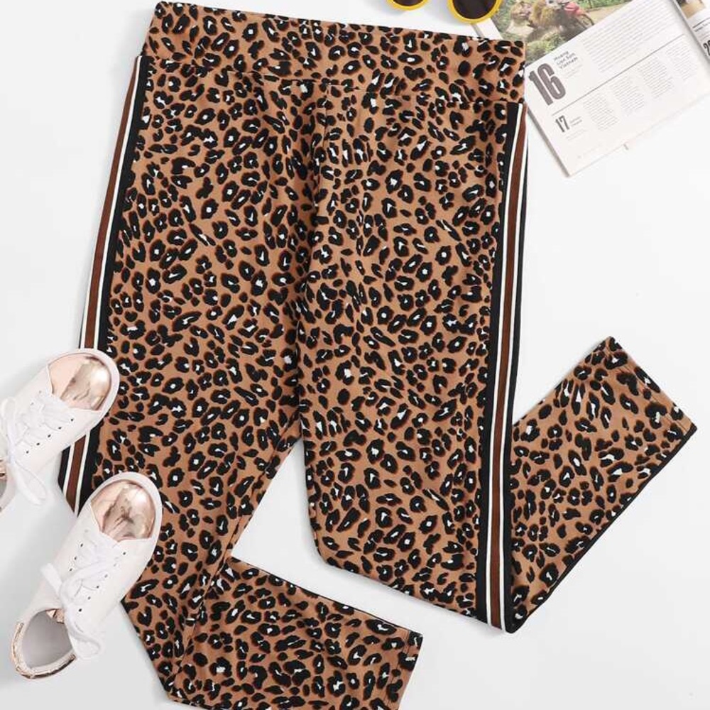 SHEIN Plus Wide Waistband Leopard Leggings